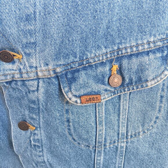 Vintage XXL Men's Denim Vest Lee Red Plaid Flannel Lined 1990's USA - Picture 5 of 8